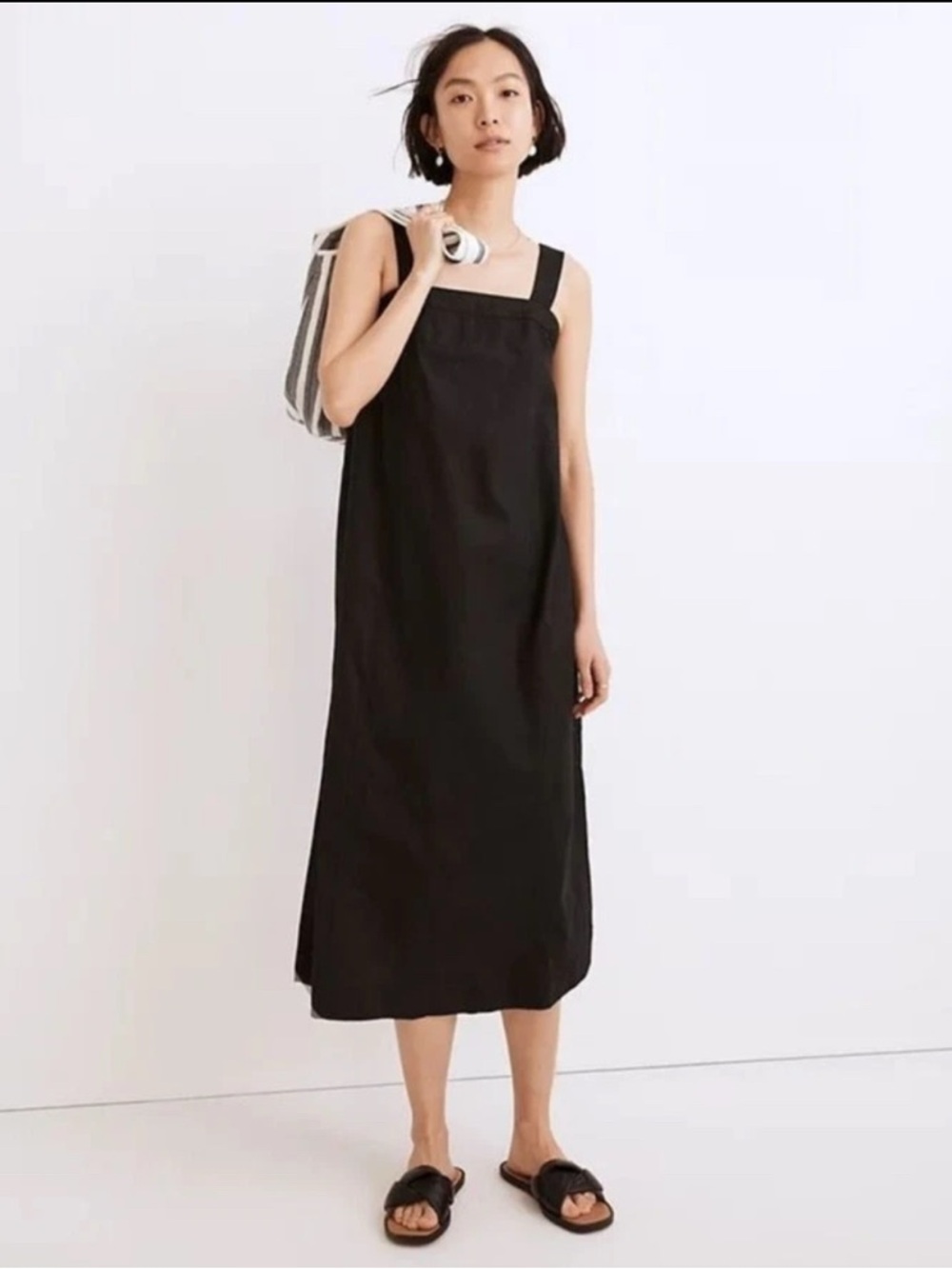 Madewell Linen-Cotton Princess-Seamed Midi Dress M - Picture 4 of 12